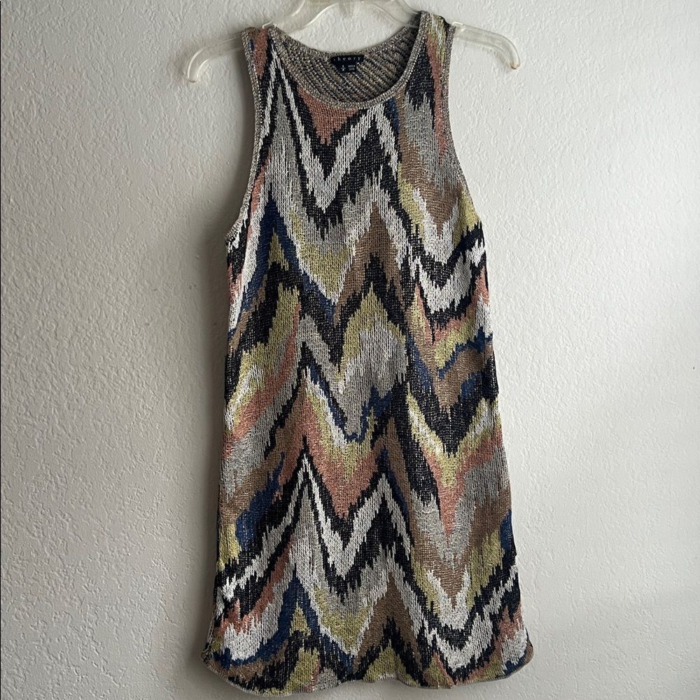 Theory Zili Sag Harbor zig zag sleeveless linen blend sweater knit dress Size S